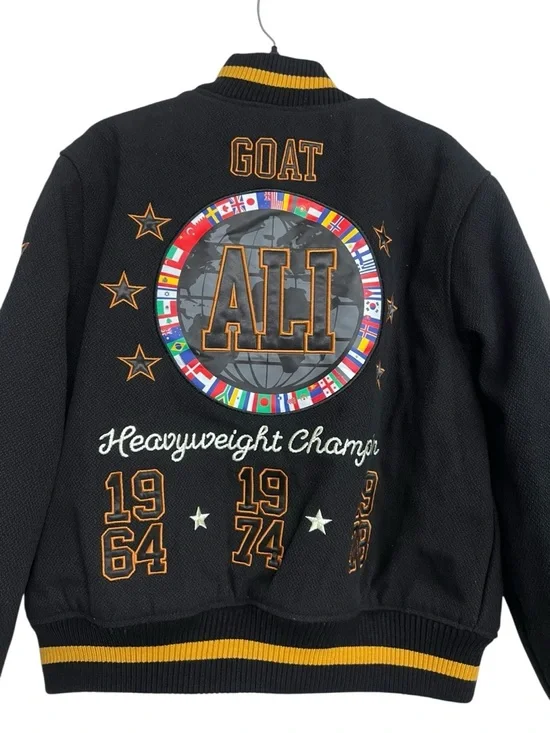 NWT Shoe Palace x Muhammad Ali Worldwide Black Embroidered Varsity Jacket
